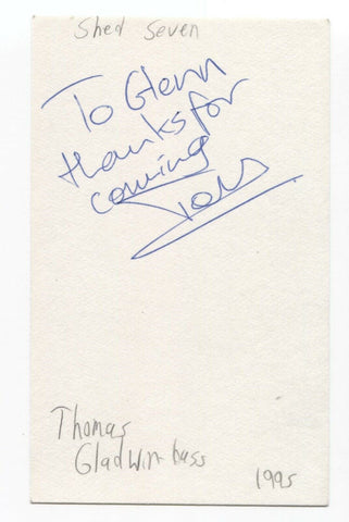 Shed Seven - Thomas Gladwin Signed 3x5 Index Card Autographed Signature