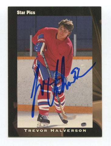 1991 Star Pics Trevor Halverson Signed Card Hockey NHL Autograph AUTO #14