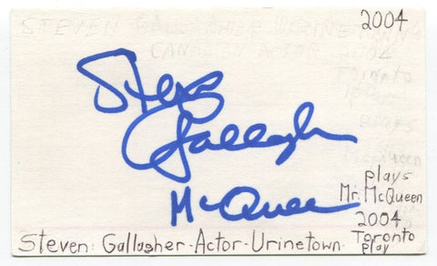 Steven Gallagher Signed 3x5 Index Card Autograph Actor Degrassi