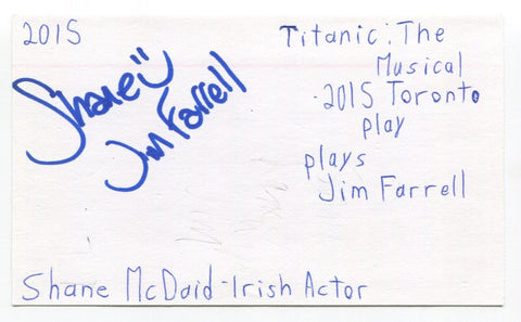 Shane McDaid Signed 3x5 Index Card Autographed Actor Rock Rivals Fair City