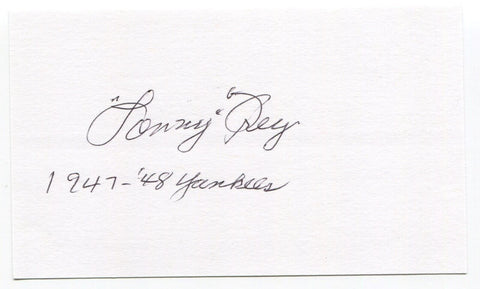 Lonny Frey Signed 3x5 Index Card Autographed MLB Baseball 1947 New York Yankees