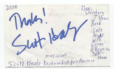 Scott Healy Signed Index 3x5 Card Autographed Signature Musician Conan Band