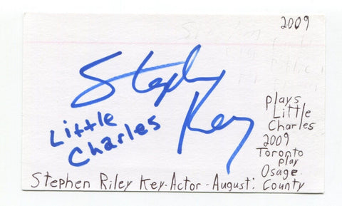 Stephen Riley Key Signed 3x5 Index Card Autographed Actor August: Osage County