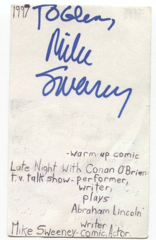 Mike Sweeney Signed 3x5 Index Card Autographed Signature Actor Comic Conan