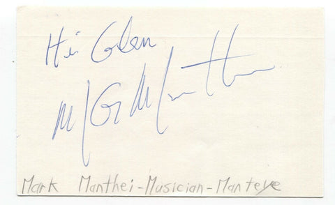 Manteye - Mark Manthei Signed 3x5 Index Card Autographed Signature Band