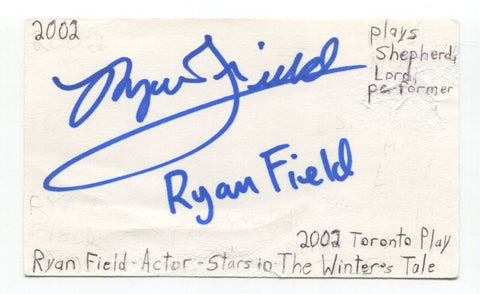 Ryan Field Signed 3x5 Index Card Autographed Actor Hannibal Dark Matter