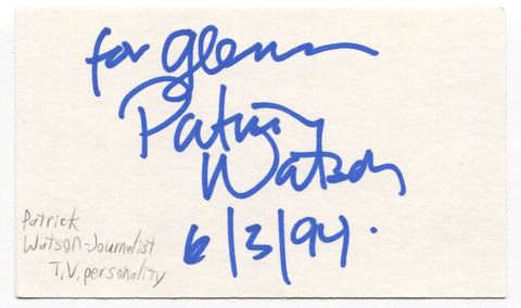 Patrick Watson Signed 3x5 Index Card Autographed Canadian Broadcaster TV Host