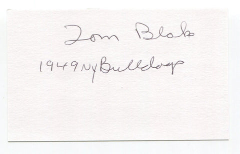 Tom Blake Signed 3x5 Index Card Autographed New York Bulldogs NFL Cincinnati HOF