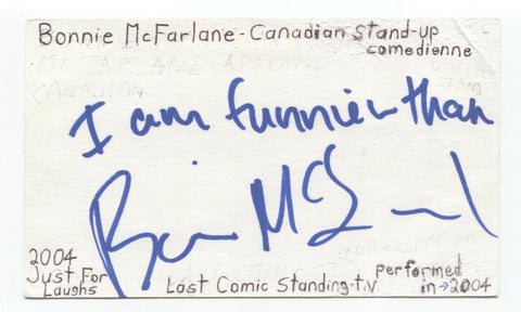 Bonnie McFarlane Signed 3x5 Index Card Autographed Signature Comedian Comic