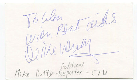 Mike Duffy Signed 3x5 Index Card Autographed Signature Reporter Politician