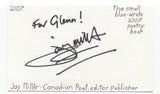 Jay Millar Signed 3x5 Index Card Autographed Signature Author Poet