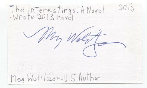 Meg Wolitzer Signed 3x5 Index Card Autographed Signature Author Writer
