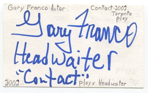 Gary Franco Signed 3x5 Index Card Autographed Actor The Producers Ironside