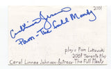 Carol Linnea Johnson Signed 3x5 Index Card Autographed Actress Law And Order