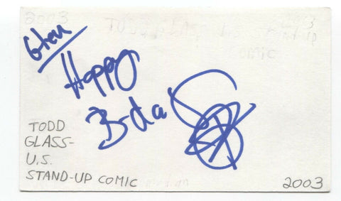 Todd Glass Signed 3x5 Index Card Autographed Signature Comedian