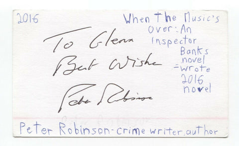 Peter Robinson Signed 3x5 Index Card Autographed Signature Author Writer