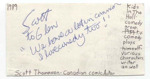 Scott Thompson Signed Index 3x5 Card Autographed Comedian Simpson Star Trek