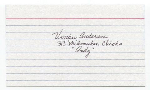 Vivian Anderson Signed 3x5 Index Card Autographed Signature Baseball AAGPBL