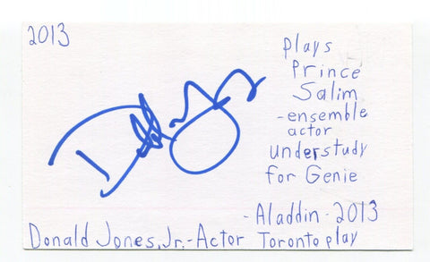 Donald Jones Jr Signed Index Card Autographed Actor Unbreakable Kimmy Schmidt