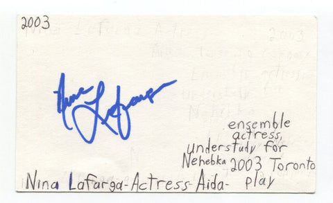 Nina Lafarga Signed 3x5 Index Card Autographed Actress SNL The Irishman 30 Rock