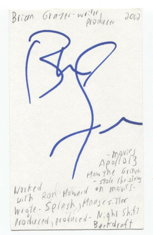 Brian Grazer Signed 3x5 Index Card Autographed Signature Movie Producer