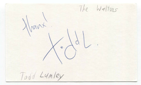 Waltons - Todd Lumley Signed 3x5 Index Card Autographed Signature Band