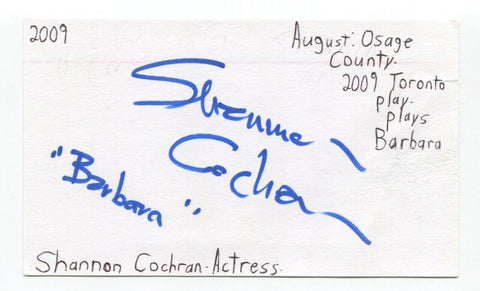 Shannon Cochran Signed 3x5 Index Card Autograph Actress Seinfeld Star Trek Ring