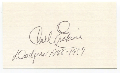 Carl Erskine Signed 3x5 Index Card Autographed MLB Baseball Brooklyn Dodgers