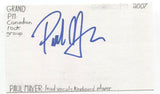 Grand PM - Paul Mayer Signed 3x5 Index Card Autographed Signature Band