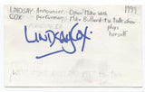 Lindsay Cox Signed 3x5 Index Card Autograph Signature Actress Announcer 