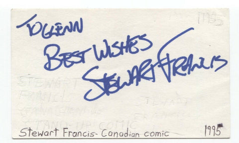 Stewart Francis Signed 3x5 Index Card Autographed Comedian Actor Comic Writer