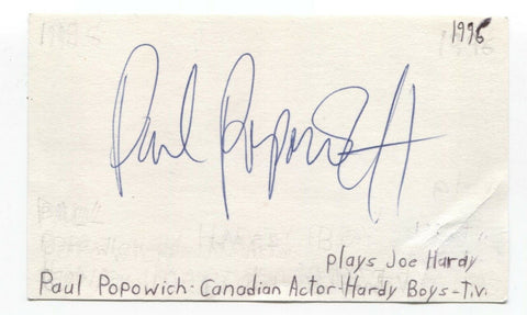 Paul Popowich Signed 3x5 Index Card Autograph Signature Actor Star Trek