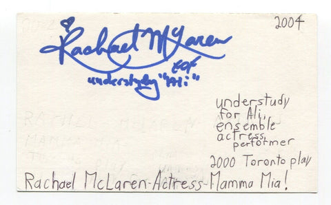 Rachael McLaren Signed 3x5 Index Card Autographed Actress Tales From The Hood