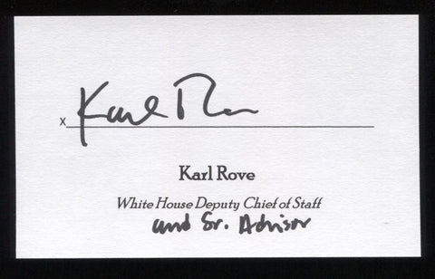 Karl Rove Signed 3x5 Index Card Signature Autographed Deputy Chief of Staff