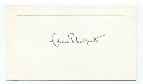 Eden Phillpotts Signed Card Autographed Signature Writer Author