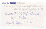 Walter "Buddy" Williams Signed 3x5 Index Card Autograph Baseball Newark Eagles