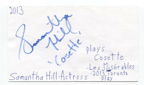 Samantha Hill Signed 3x5 Index Card Autograph Signature Actress