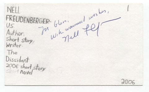 Nell Freudenberger Signed 3x5 Index Card Autographed Signature Author Writer