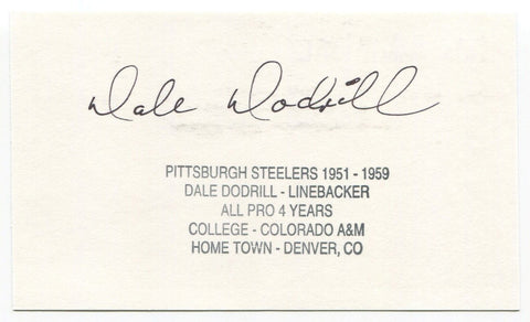 Dale Dodrill Signed 3x5 Index Card Autographed NFL Football Pittsburgh Steelers