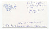 Cowboy Junkies - Jeff Bird Signed 3x5 Index Card Autographed Signature