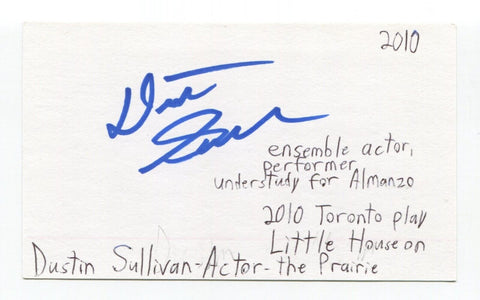 Dustin Sullivan Signed 3x5 Index Card Autographed Actor Law And Order