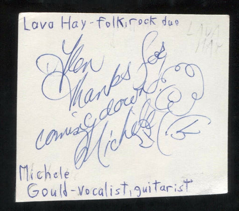 Lava Hay - Michele Gould Signed Cut 3x5 Index Card Autographed Band