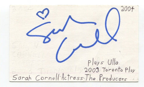 Sarah Cornell Signed 3x5 Index Card Autograph Actress Modern Family