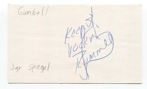 Gumball Jay Spiegel Signed 3x5 Index Card Autographed Signature