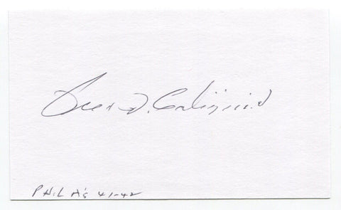 Fred Caligiuri Signed 3x5 Index Card Autographed Baseball Philadelphia Athletics