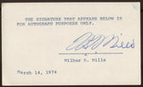 Wilbur D. Mills Signed Index Card 3x5 Autographed Signature AUTO 