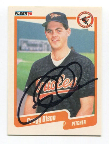 1990 Fleer Gregg Olson Signed Card Baseball MLB Autographed AUTO #184