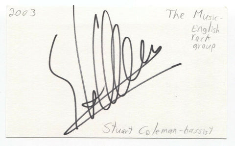 The Music - Stuart Coleman Signed 3x5 Index Card Autographed Signature Band