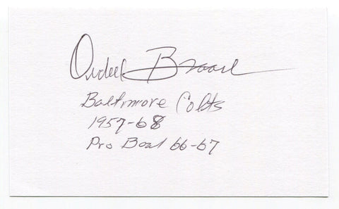 Ordell Braase Signed 3x5 Index Card Autographed  Baltimore Colts NFL ProBowl