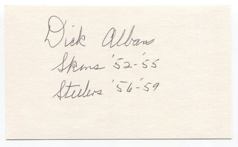 Dick Alban Signed 3x5 Index Card Autographed Football NFL Washington Redskins